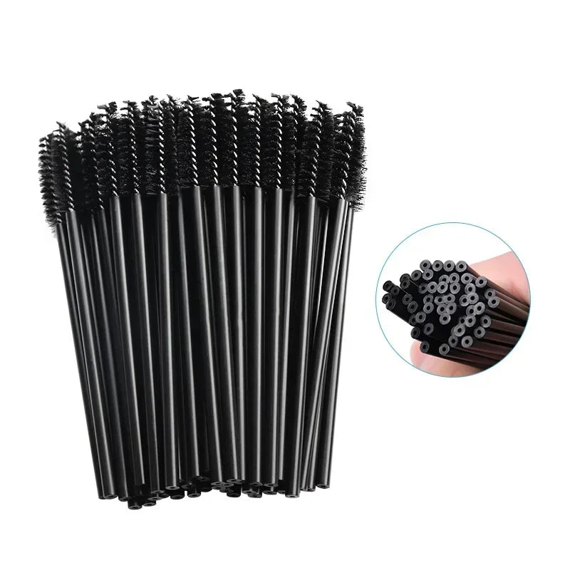 50pcs Disposable Eyelash Brushes Crystal Eye lash Mascara Wands Glitter Lash Comb Spoolies Micro Makeup Applicators