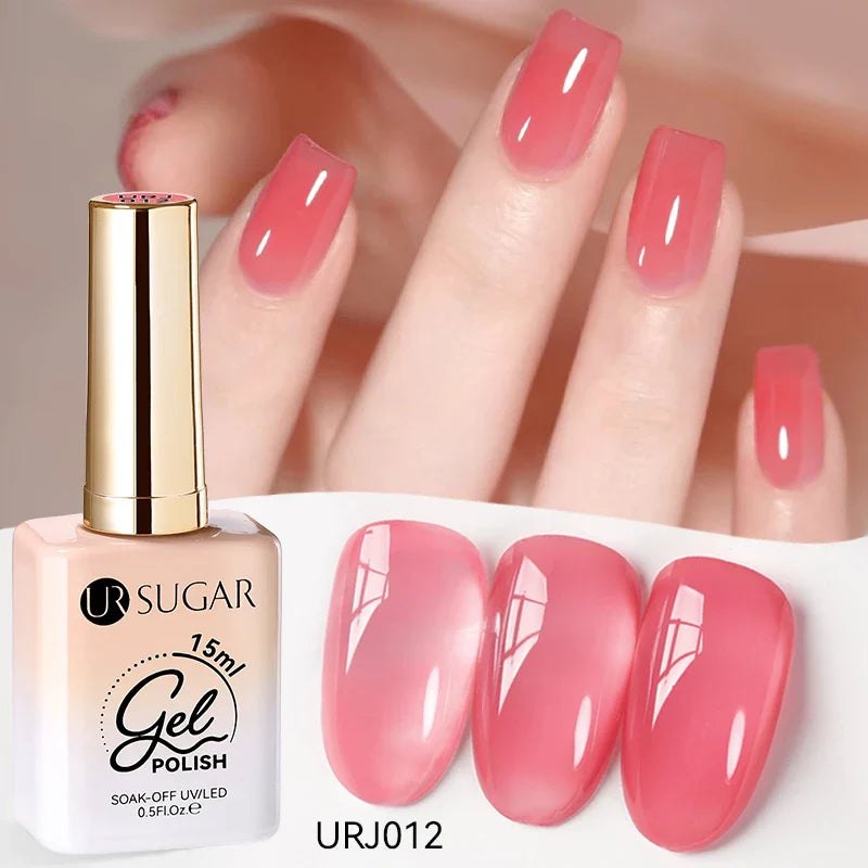 UR SUGAR 15ml Jelly Nude Gel Nail Polish Light Pink Translucent Color Soak Off UV LED Gel Varnish Nail Art DIY Fashion Manicure