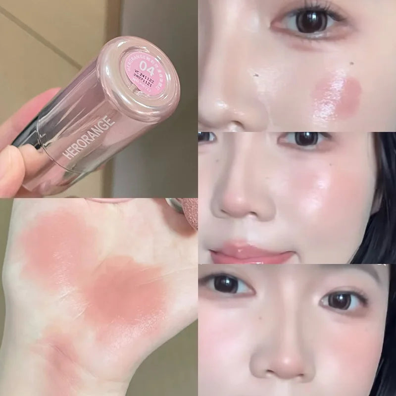 Herorange Liquid Blush Stick, with Sponge Tip, Suitable for Lips and Cheeks, Waterproof and Long-Lasting, Color Correcting, Suitable for All Skin Tones, with Brightening Effect, Birthday Gift, Valentine's Day Gift, Net Conten