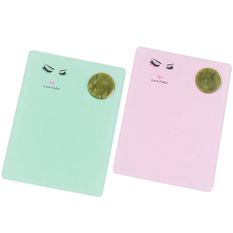 Acrylic Jade Stone Eyelash Extension Plate Tray Grafting Lashes Holder Glue Pallet Board Stand Pad Makeup Tools