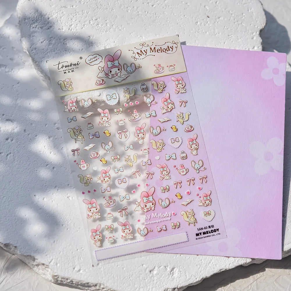 1PCS New Color Laser Hello Kitty Cartoon 5D Nail Stickers Sanrio Cinnamoroll Pochacco Nail Art Supplies DIY Nail Art Stickers