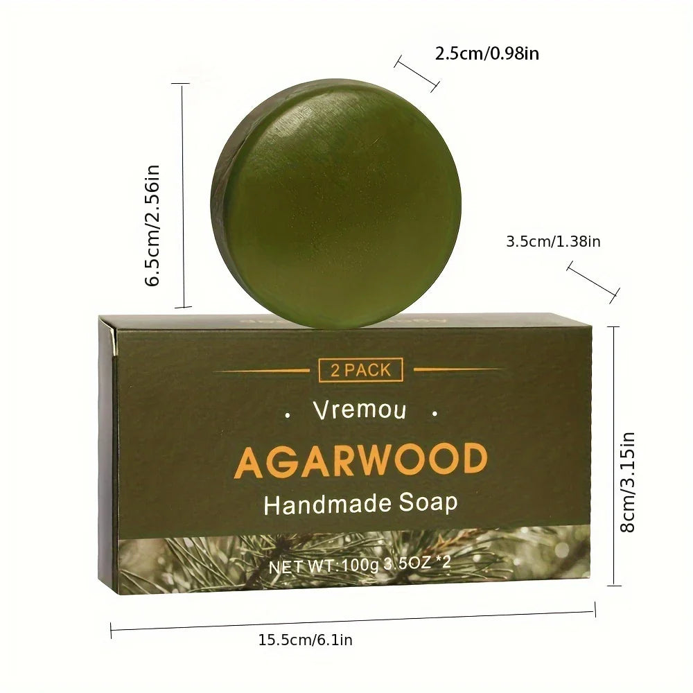 2 Pack Handmade Agarwood Soap] 2 Pack of Agarwood Soap Essential Oil Handmade Soap Sandalwood Soap