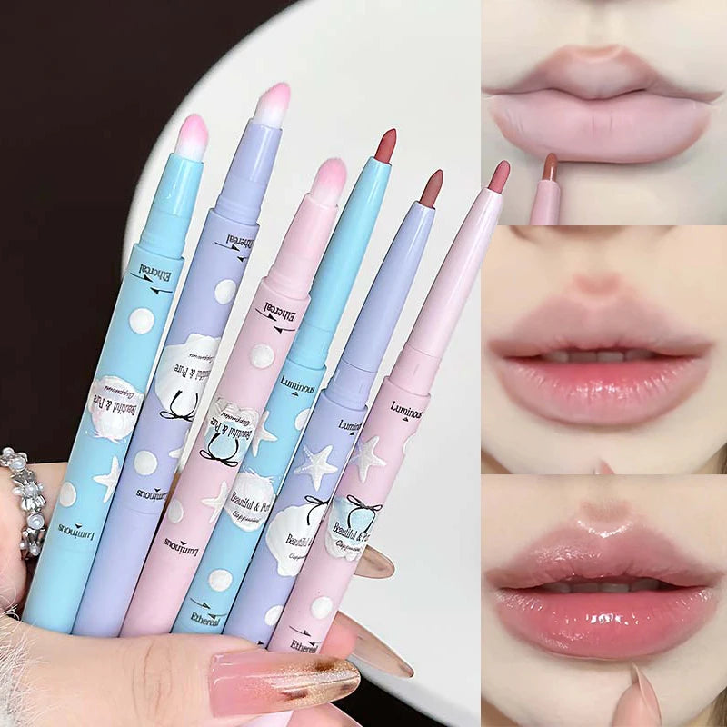 Mist Pink Peach Matte Lipliner Pen Waterproof Plumping Quick-dry 2 in 1 Lipstick Pencil Natural Lip Liner Outline Contour Makeup
