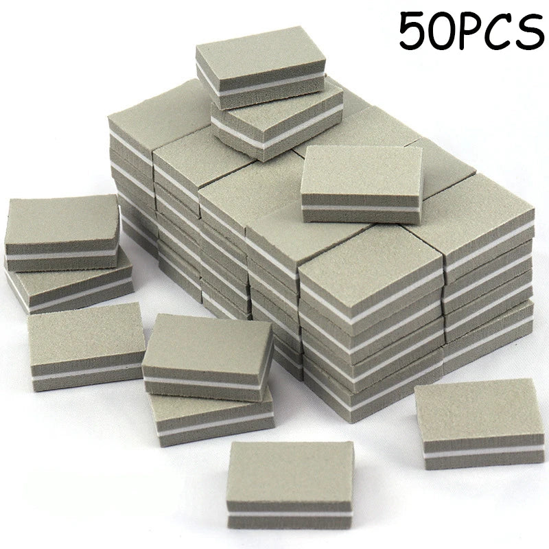 50Pc Professional Mini Nails Art buffer File 100/180 Sandpaper Manicure Tips Care File Sanding Polishing Grinding Equipment Tool