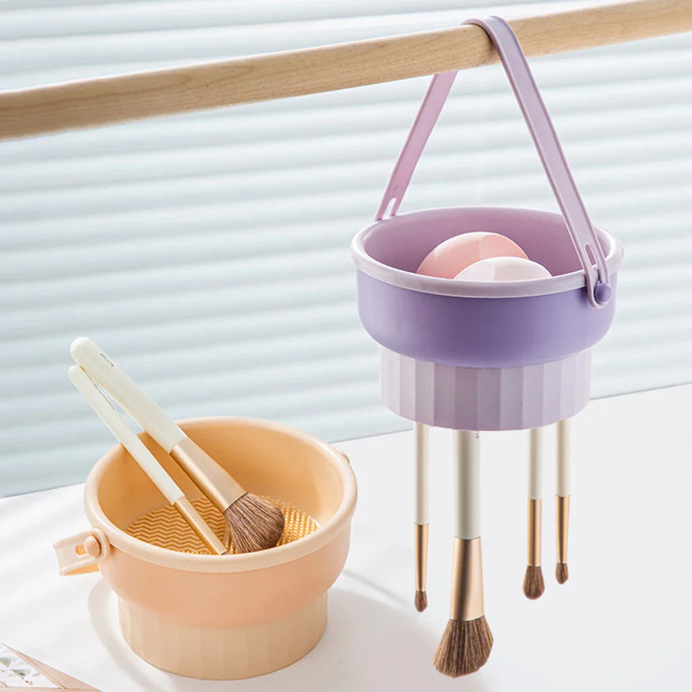 Makeup Brush Cleaning Bowl Beauty Egg Cleaning Tool Storage Set Brush Powder Puff Dry Cleaning Silicone Drying Shelf