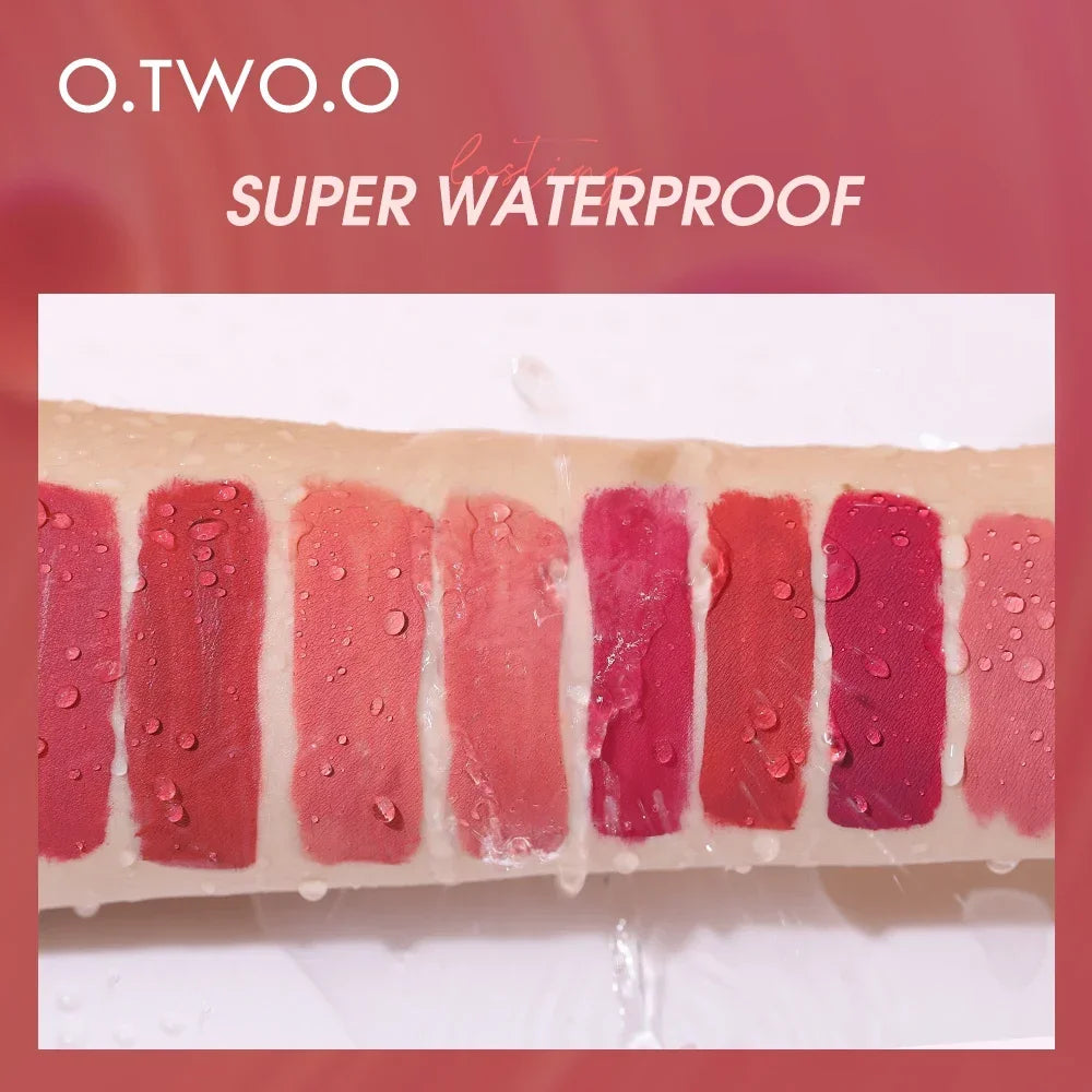 O.TWO.O Velvet Matte Liquid Lipstick 12 Colors Waterproof Long Lasting Non-Stick Cup Formula Makeup Lip Tint for Women