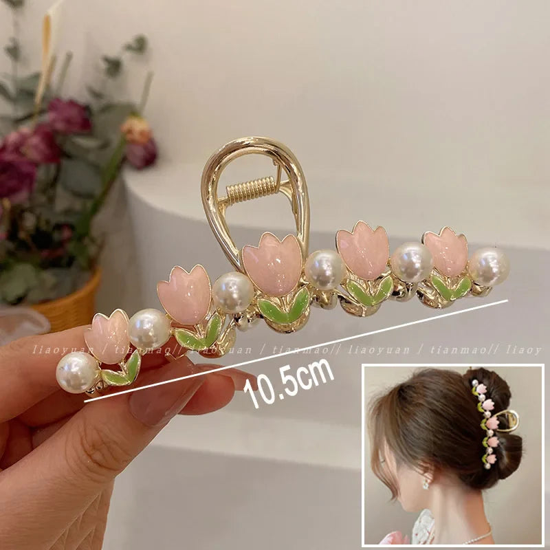 New Sweet Flower Durian Hair Claw Clip Ponytail Grab Hair Clips Shark Clip Woman Hairpins For Girl Hair Accessories Headdress