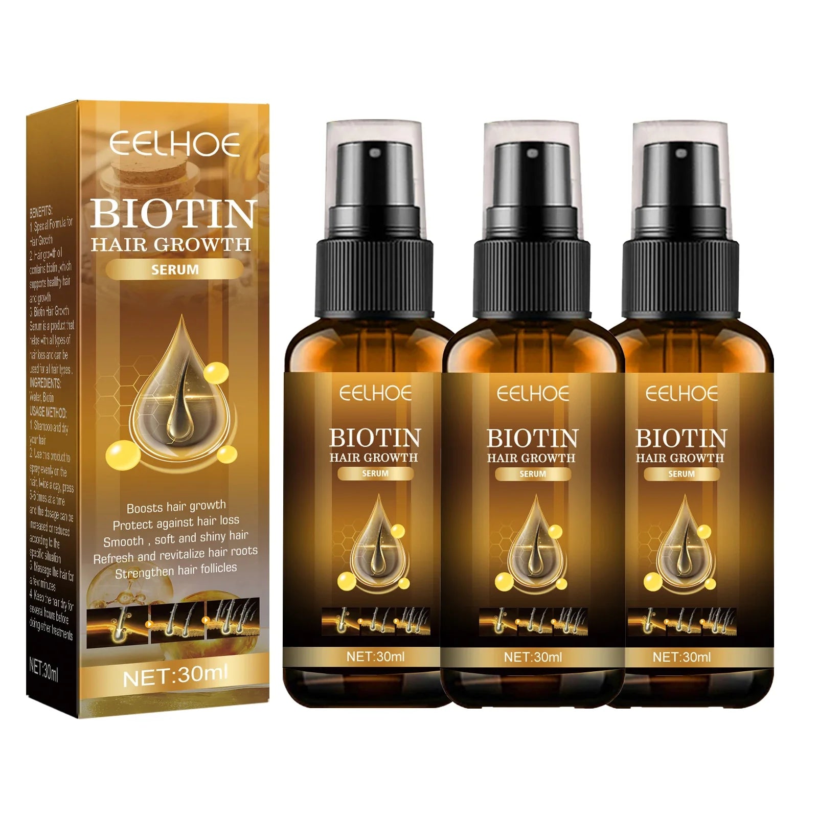 Biotin Hair Care Spray Nourish Scalp Hair Follicle Reduce Hair Loss Stabiliz Hair Root Refresh Oil Control Natural Plant Essence