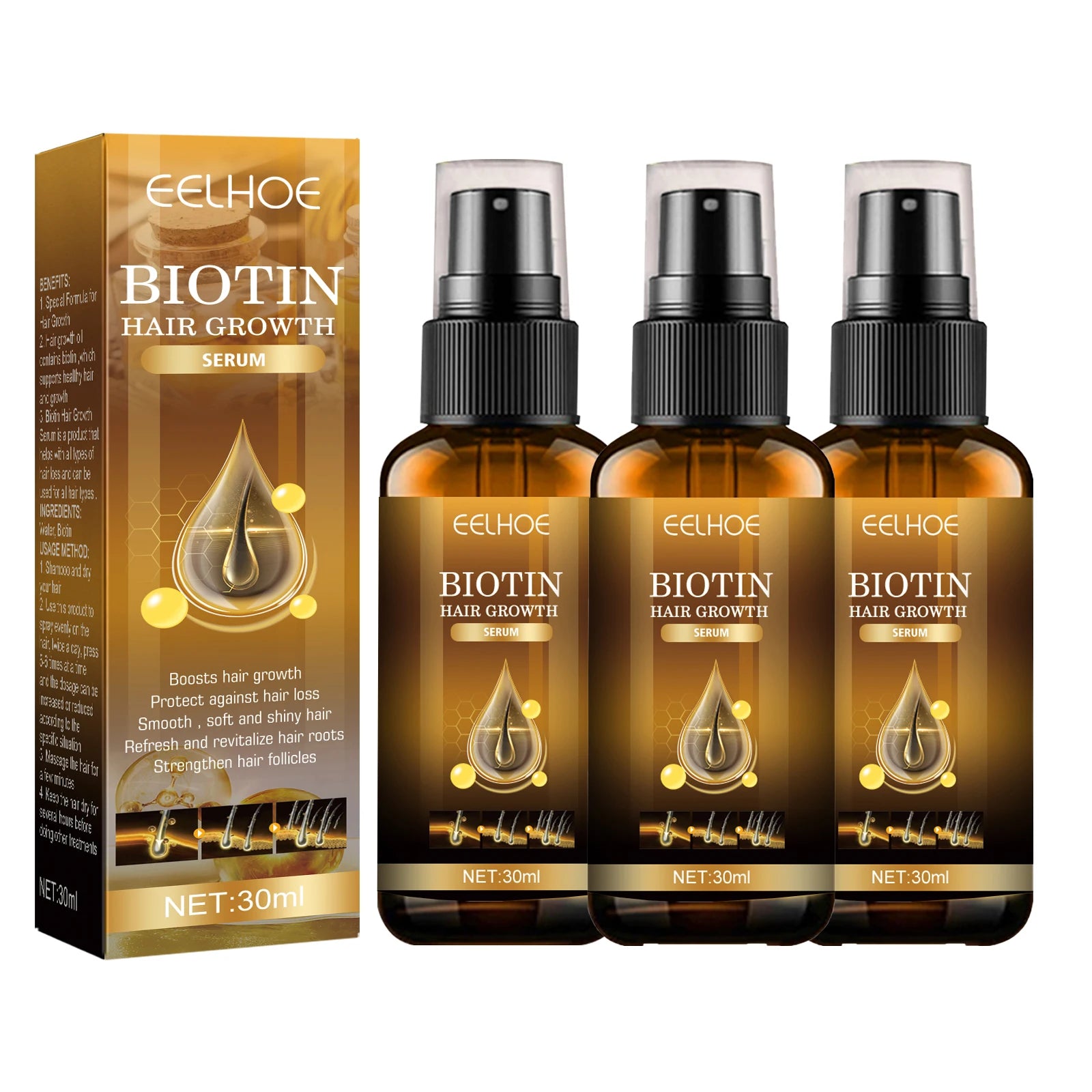 Biotin Hair Care Spray Nourish Scalp Hair Follicle Reduce Hair Loss Stabiliz Hair Root Refresh Oil Control Natural Plant Essence