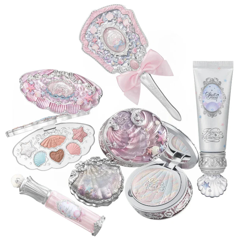 Flower Knows Shells Jewel Makeup Set for Women - Eyeshadow Blush Lip Glaze Full Kit - Gift Set