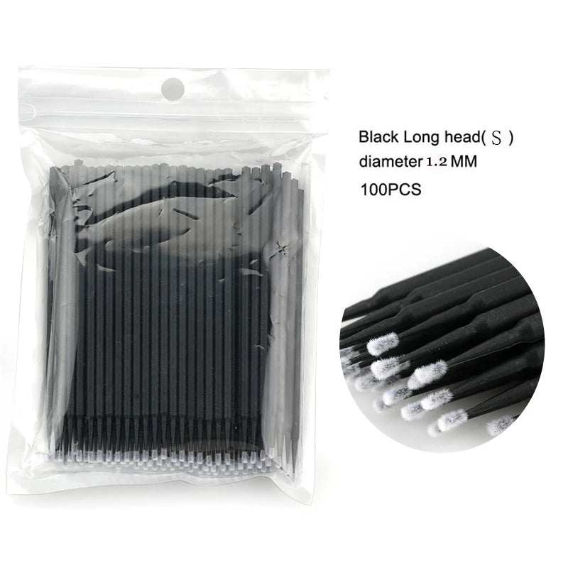 100pcs/lot S M L Size Disposable Cotton Soft Swab Eyelash Extension Microbrush Applicators Individual Mascara Micro Brush Sticks