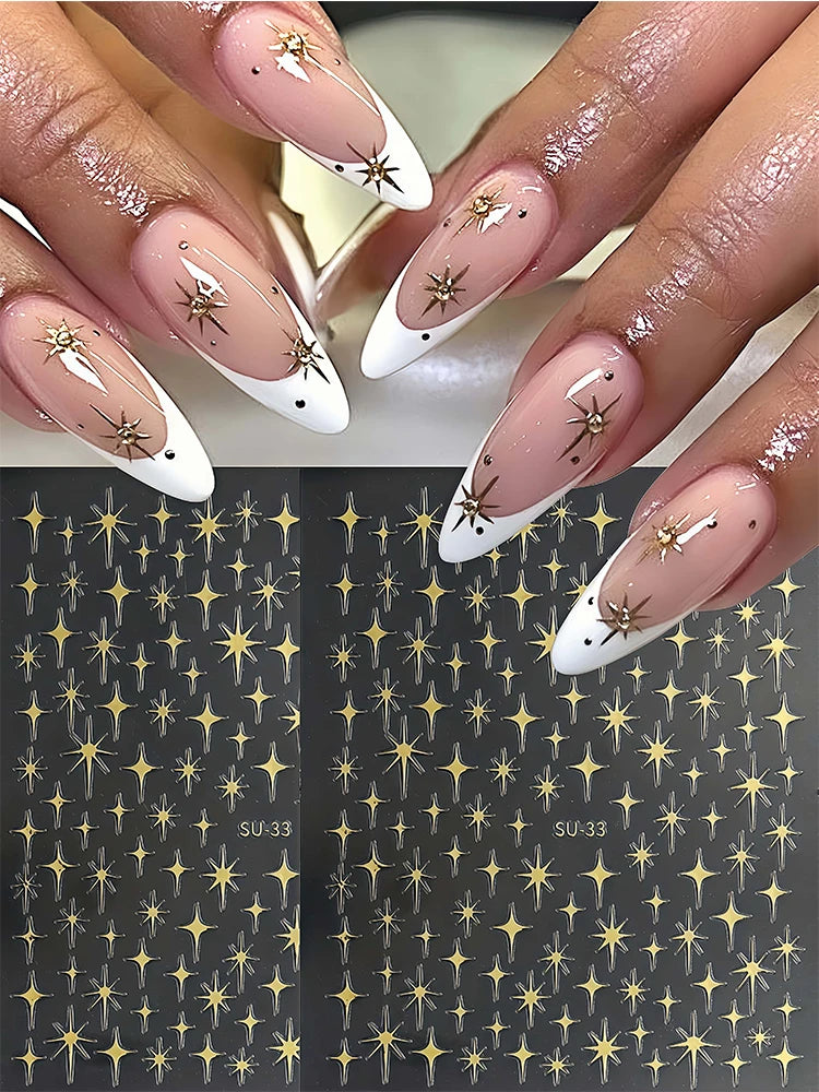 1pcs Star-Themed Nail Art Stickers 3D Self-Adhesive Plastic Decals With Glitter Finish Anime Rectangle Shape Ideal For DIY Nails