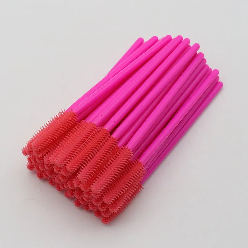 50pcs Silicone Eyelash Brush Mascara Wands Applicator Eyebrow Comb Rod Spoolies Brushes Lash Extension Supplies Makeup Tools