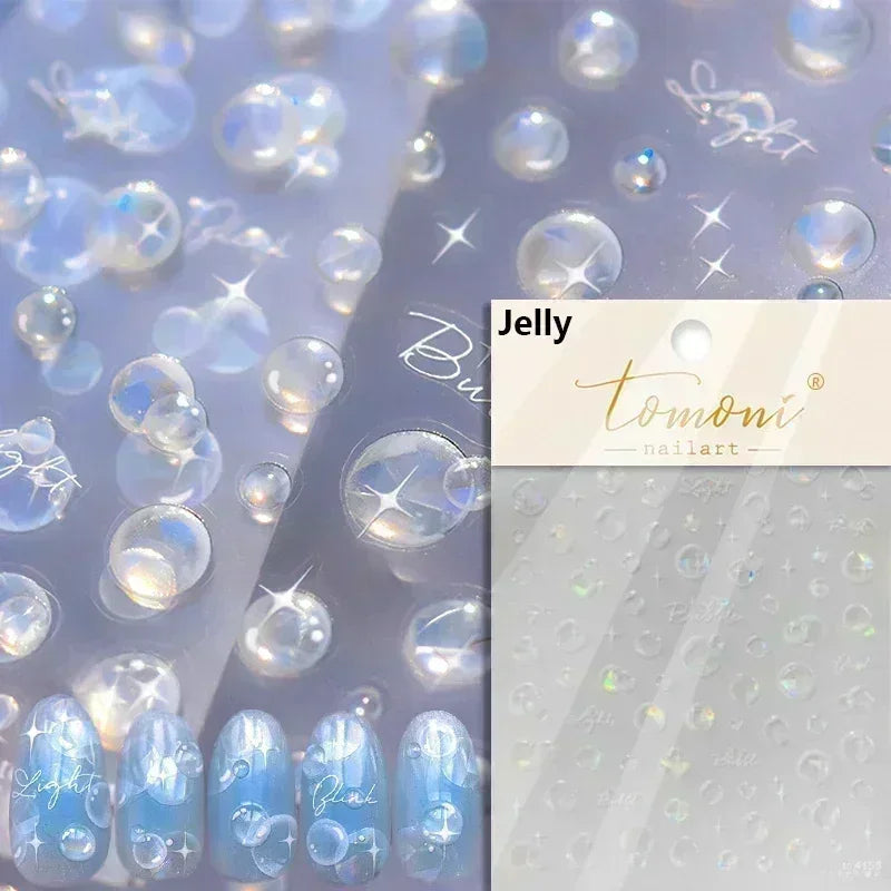 Sea Wave Jellyfish Starfish Conch Shell Dolphin Pearl Summer Beach Goldfish Water Bubble Mermaid Koi INS Nail Art Stickers Decal