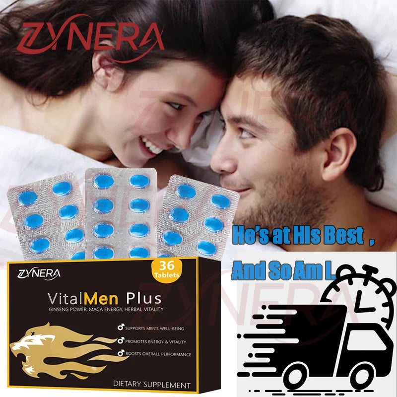 ZYNERA Natural Ashwagandha Man Power Tablets Male Enhancing Supplement Support Energy Strength Stamina Performance Ginseng Pills