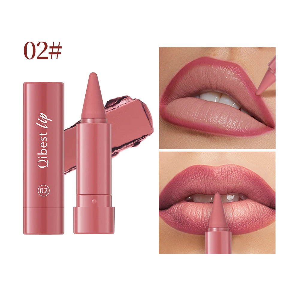 QIBEST Tapered Gradient Lipliner Long Lasting Matte Nude Brown Red Lipstick Waterproof Contouring Tint Lipliner Makeup Lip Stain
