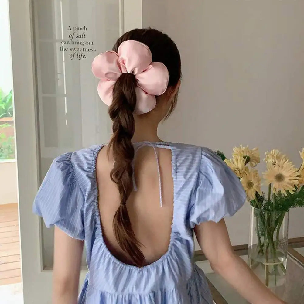 Korean Creative Exaggerated Flower Scrunchie Headdress Women Girl Trendy Design Elastic Hair Band Vacation Hair Accessories