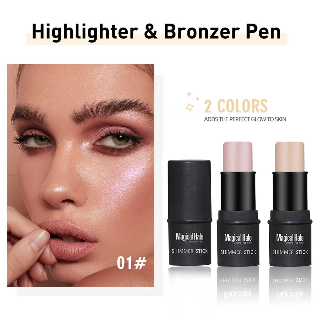 2 Colors Highlight For Face Cosmetic Face Brighten Highlighter Stick Face Contour Bronzer Shimmer Illuminator Stick Makeup Tools