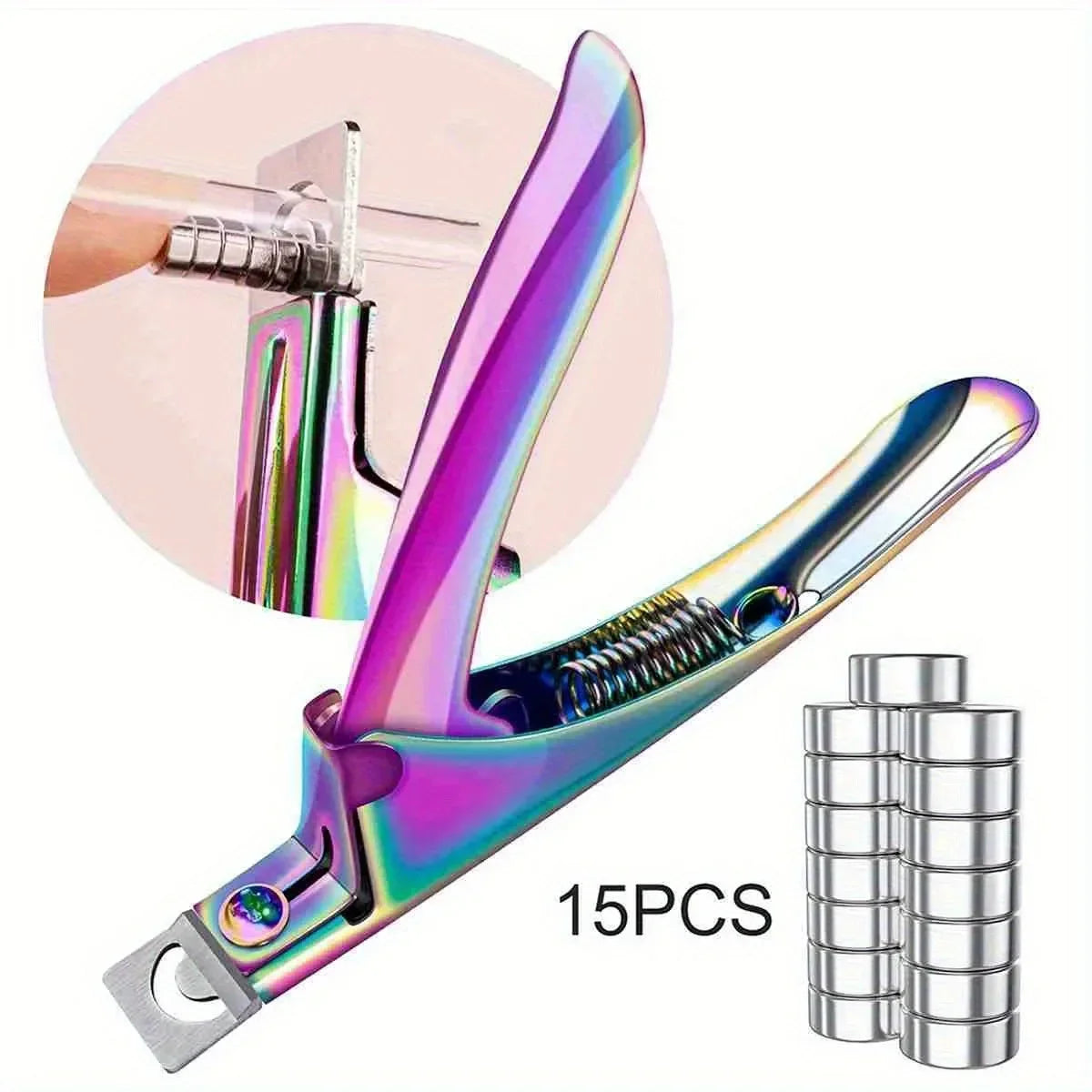 15PCS Powerful Magnet Cylindrical Multi-functional Cat Eye Magnet+3Pcs Stainless Steel Nail Clippers Manicure Set Nail Cuticle