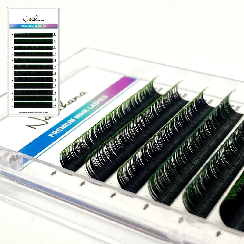 NATUHANA Dark Colored Eyelashes Extension Individual Natural False Mink Colorful Eyelash Grey Blue Color Lashes for Party Makeup