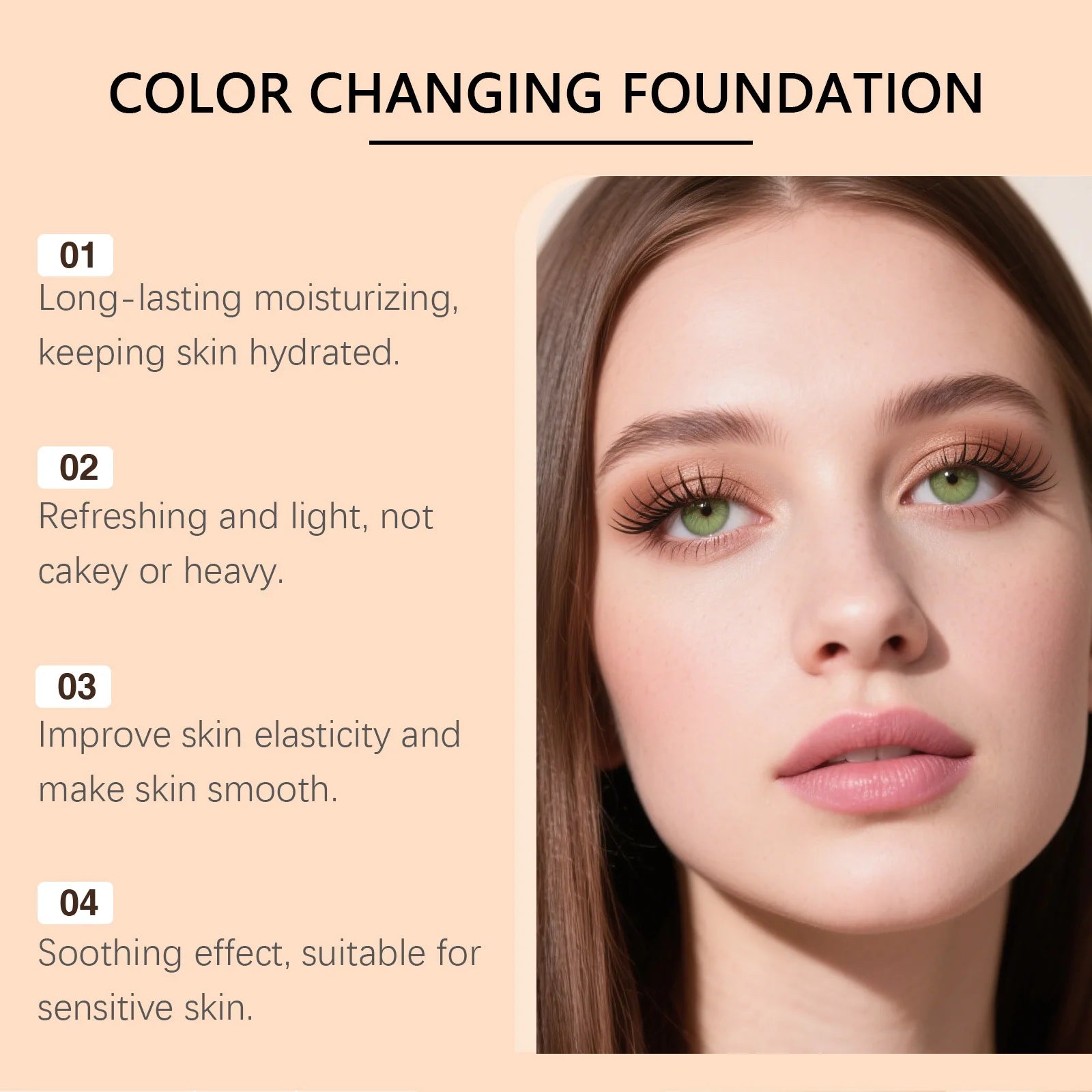 Pink Color Changing Foundation Cream Concealer Makeup Moisturizing Lightweight Cover Skin Imperfections Natural Look zephoco
