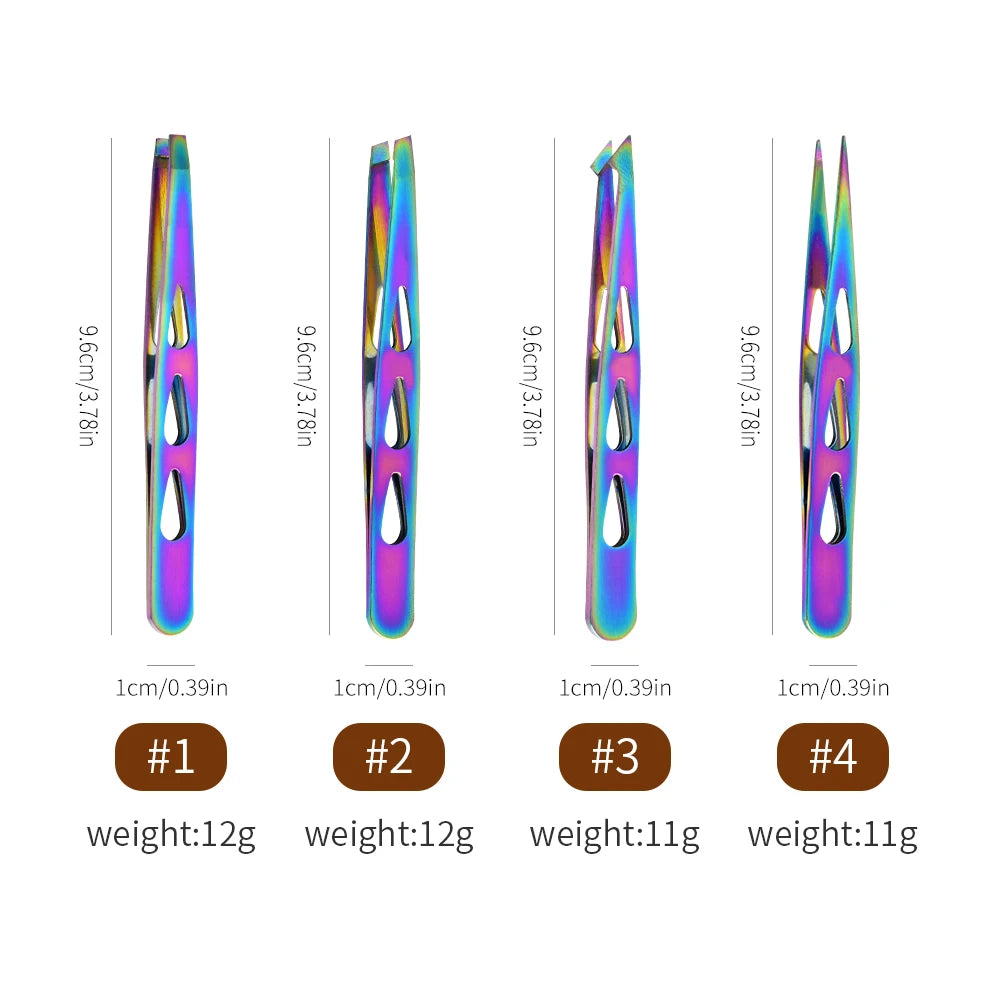 Professional 4pcs Eyebrow Tweezers Set - Precision for Brow Shaping, Beard Plucking & False Lash Application,Eyebrow Tool Set