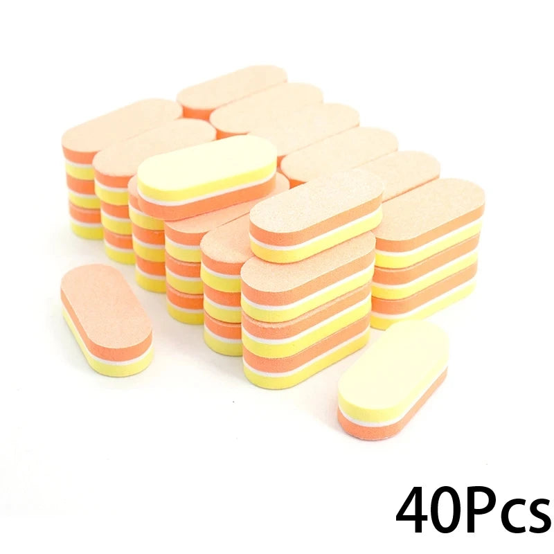 10/20/40Pcs Mini Nails Sponge File Buffer Block Double Color Buffing Sanding File Pedicure Manicure Tool Gel Suplies Accessories
