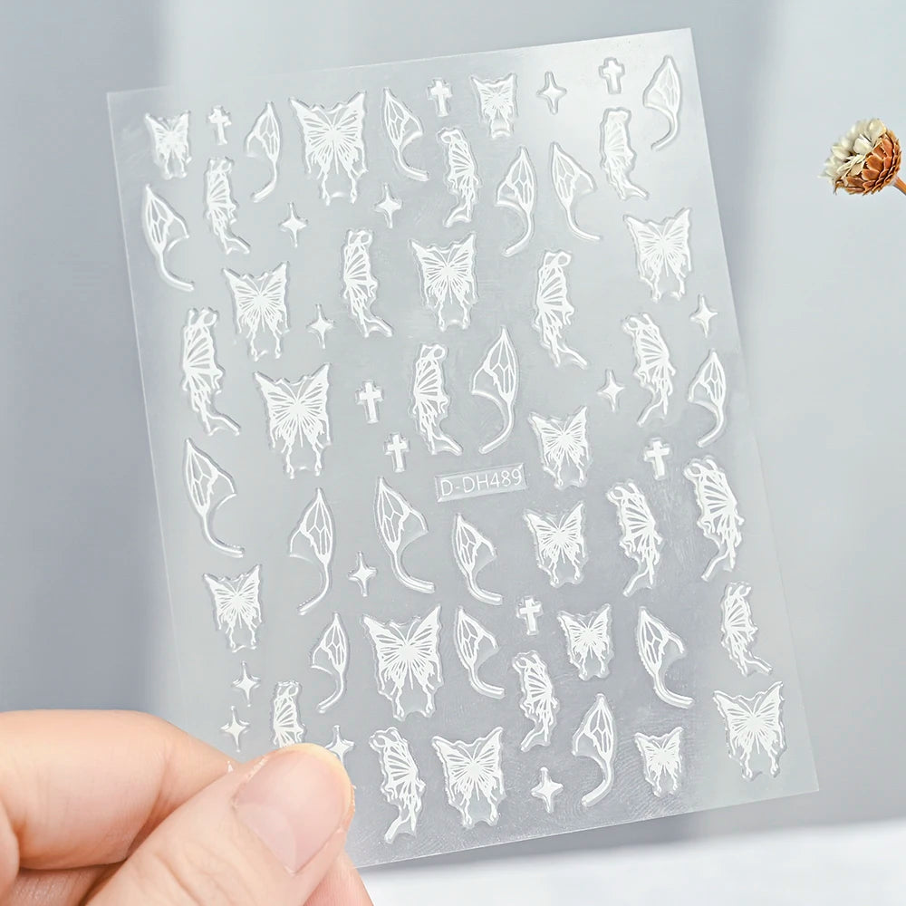 3D Gold Sun/Moon/Star Bronzing Nail Art Sticker 8*10cm Laser Star Moon Design Nail Decal Gold Silver Self-Adhesive Slider &*&