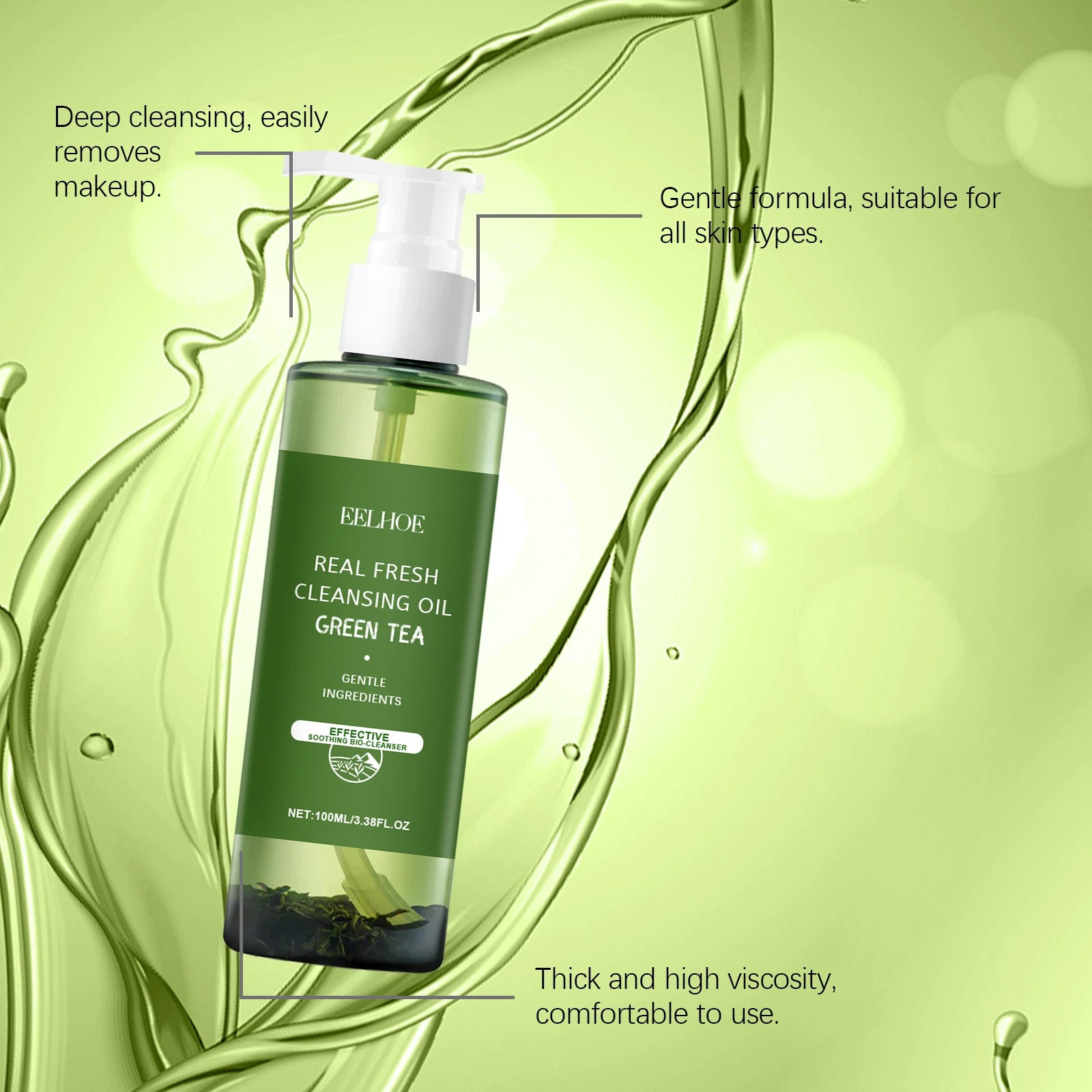 Green Tea Cleansing Oil-It can gently remove makeup,soothe the face,eyes and lips, and leave the skin refreshing and non-tight