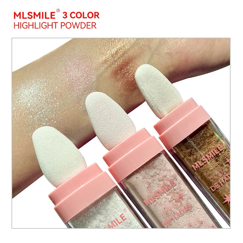 3 Colors Glitter Powder Highlighter Makeup Body Brightens the Natural Face Blusher Fairy Highlight Patting Powder