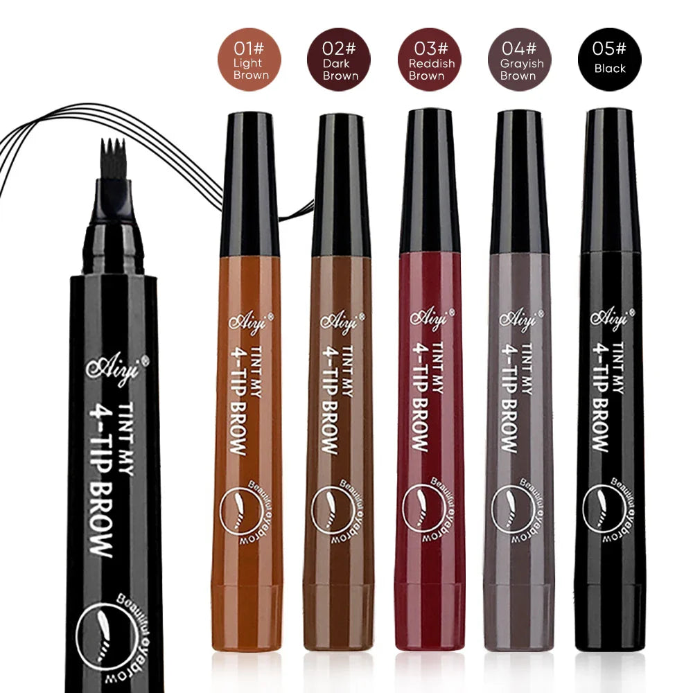 Precision Four-Tip Waterproof Eyebrow Pencil – Long-Lasting, Smudge-Proof, Natural Finish Eyebrow Enhancer
