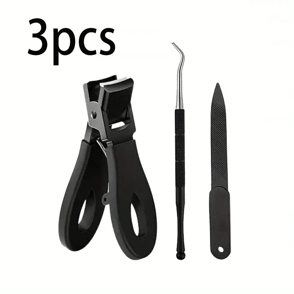 1/3/4/5pcs Stainless Steel Toenail Clippers Set with Ergonomic Handle,Includes Wide Mouth Angled Scissors,Nail File Cuticle Tool