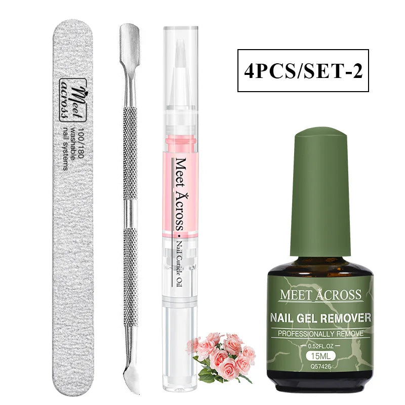 MEET ACROSS 15ml Magic Nail Gel Remover Just 3-5 Minutes Easy to Remover Function Nail Gel Polish Cleaner Nail Art Manicure