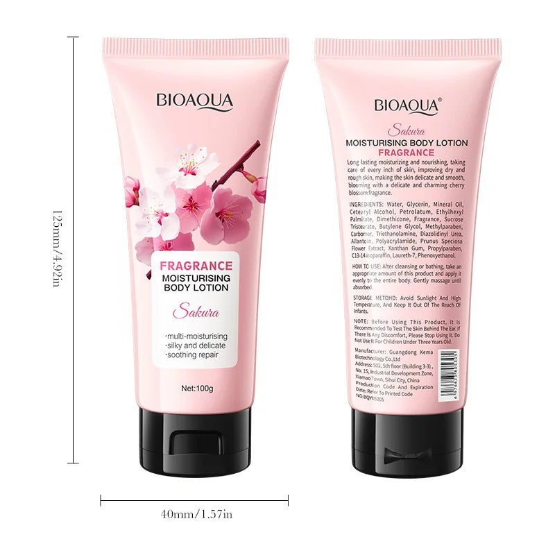 100g BIOAQUA Sakura Fragrance Body Lotion Moisturizing Nourishing Brightening Hydrating Leg Arm Back Body Cream Whole Skin Care
