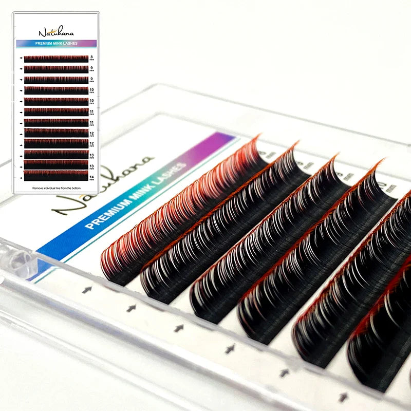 NATUHANA Dark Colored Eyelashes Extension Individual Natural False Mink Colorful Eyelash Grey Blue Color Lashes for Party Makeup