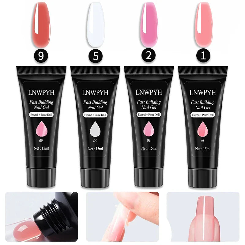 Nail Polish Kit Acrylic Nail Kit Poly Nail Gel Set With Nail Lamp Nails Extension Glitter Gel UV Building Gel Manicure Tools Set