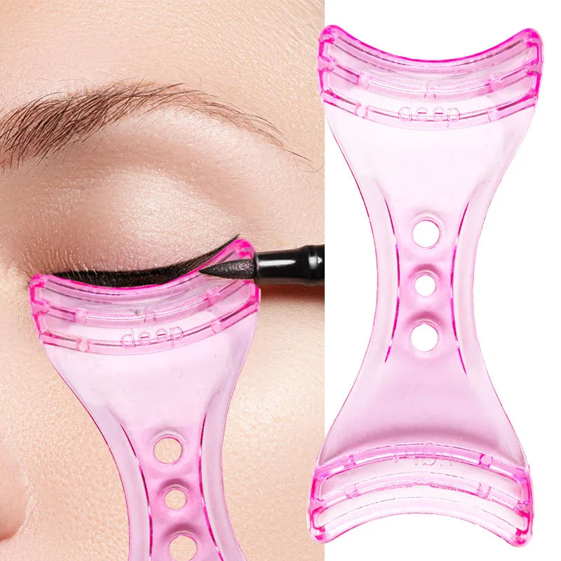 3 in 1 Mascara Applicator Template With Eyelash Curler Guard and Case Eyeliner Holder Eyelashes Aid Eyebrow Drawing Make up Tool