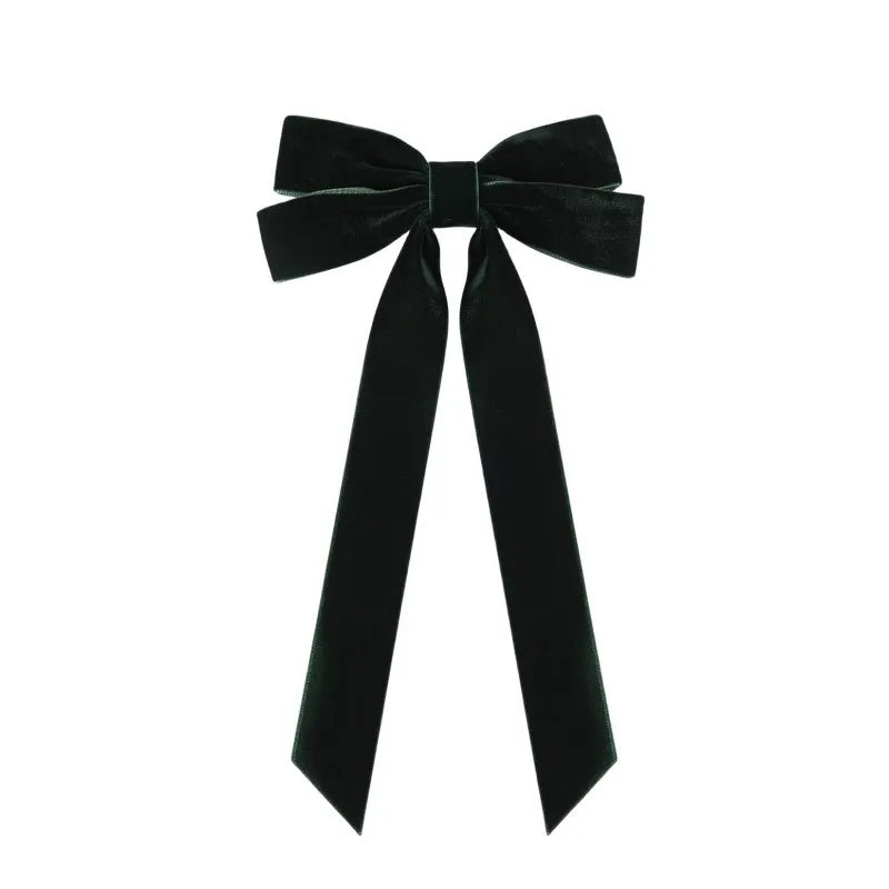 2025 Korea Elegant Long Ribbon Velvet Bow Hairpins Women Girls Hair Clips Pin Barrettes Accessories Hairclip Headdress Headwear