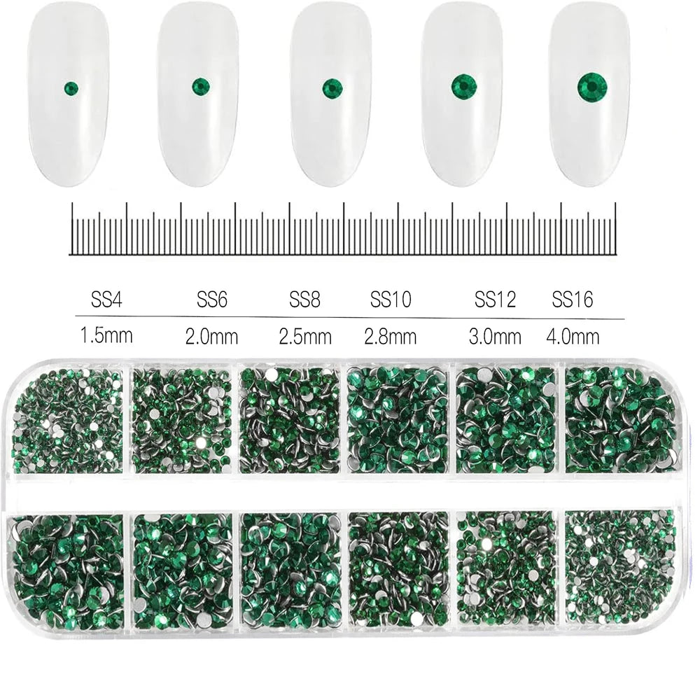 12Grids Pink Mixed Nail Rhinestones Luxury Nail Charms Glitter Crystal Jewelry Gems Nail Art Decoration DIY Manicure Rhinestones