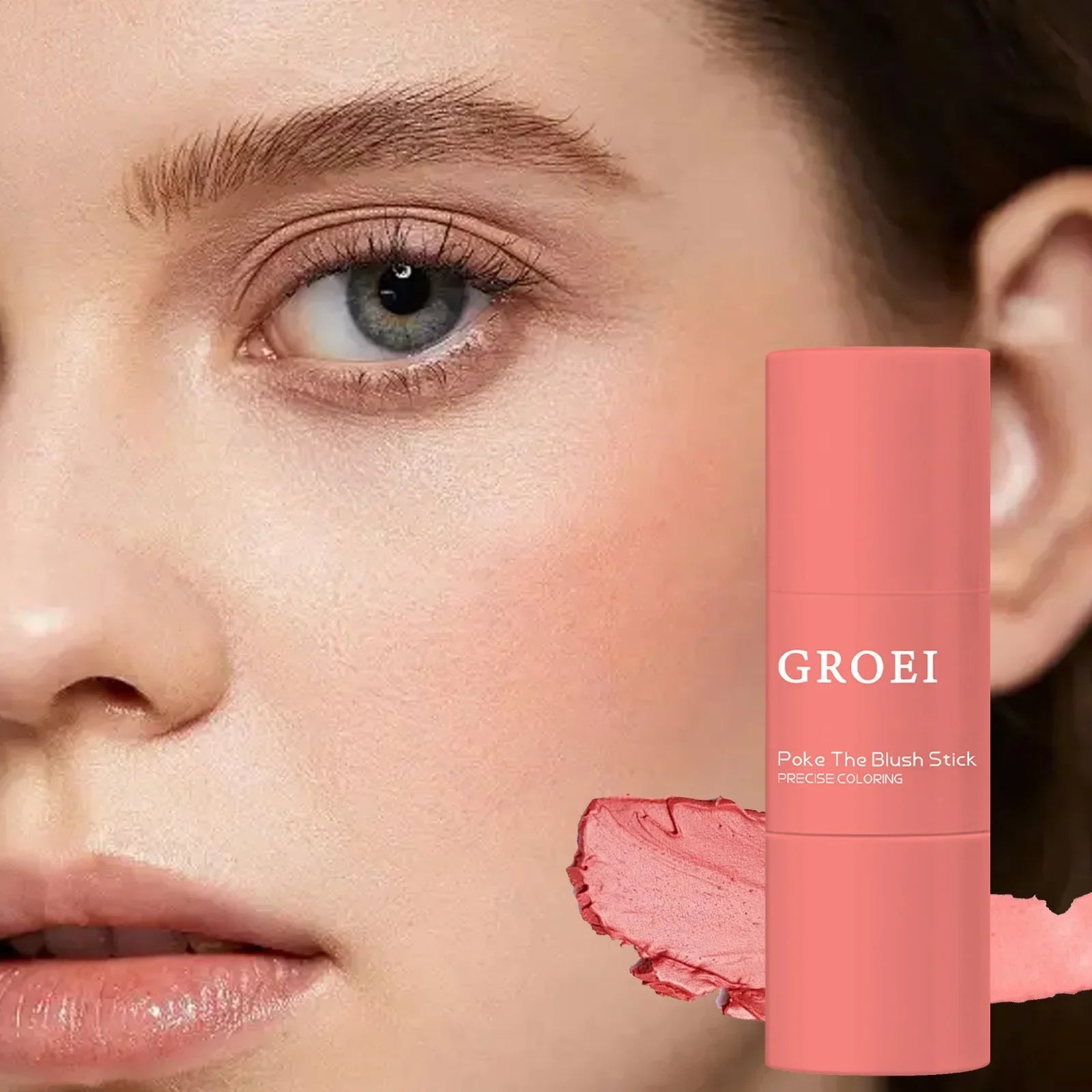 3-Color Double-Ended Blush Stick - Natural Waterproof & Long Lasting, Matte Creamy Rouge for Easy Monochrome Makeup.