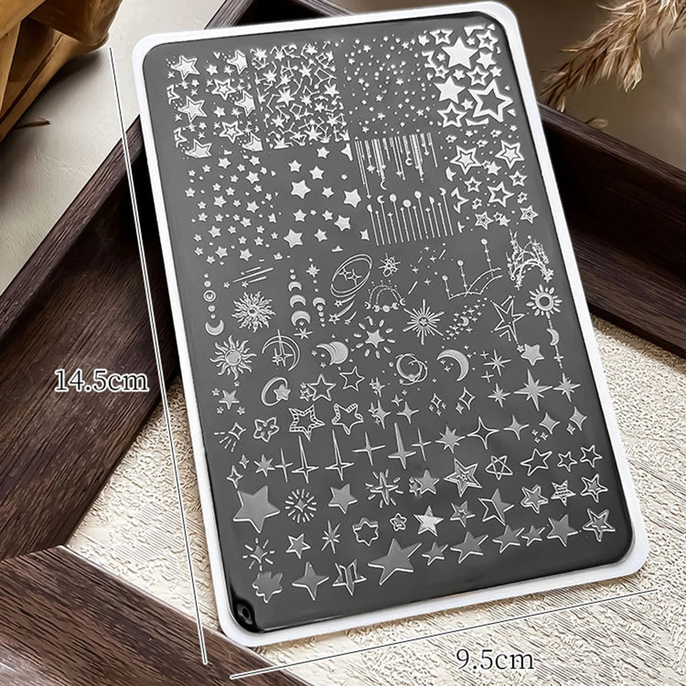 14.5x9.5 Cm Moon Stars Stencils Multi Shaped Stars Nail Art Stamping Plates for Nail Art Stamp Image Printed Manicure DIY Tools