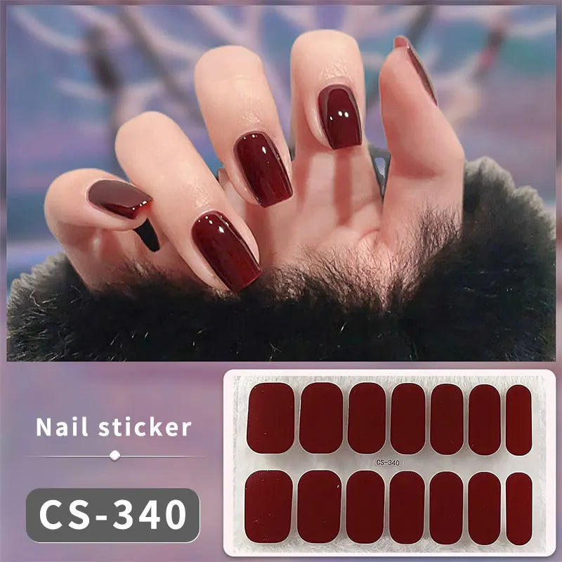 Full Cover Nail Stickers Fashion Nail Polish Nail Decoration Sparkling Glitter Self Adhesive Manicure Designer Nail Art Sticker