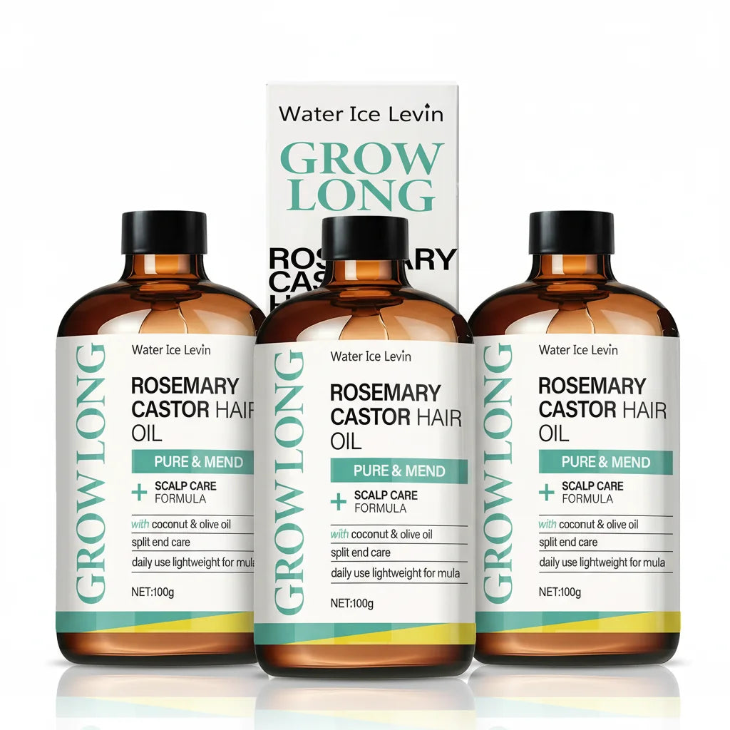 Rosemary Castor Hair Oil - Scalp Care & Split End Repair, Coconut Olive Oil Lightweight Blend, Winter Therapy