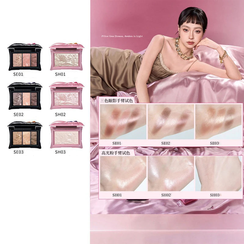 Chéeryep Professional Makeup Highlighters Set Bronzer Contouring Blush Pressed Powder Shimmer Highlight Long Lasting Brightening
