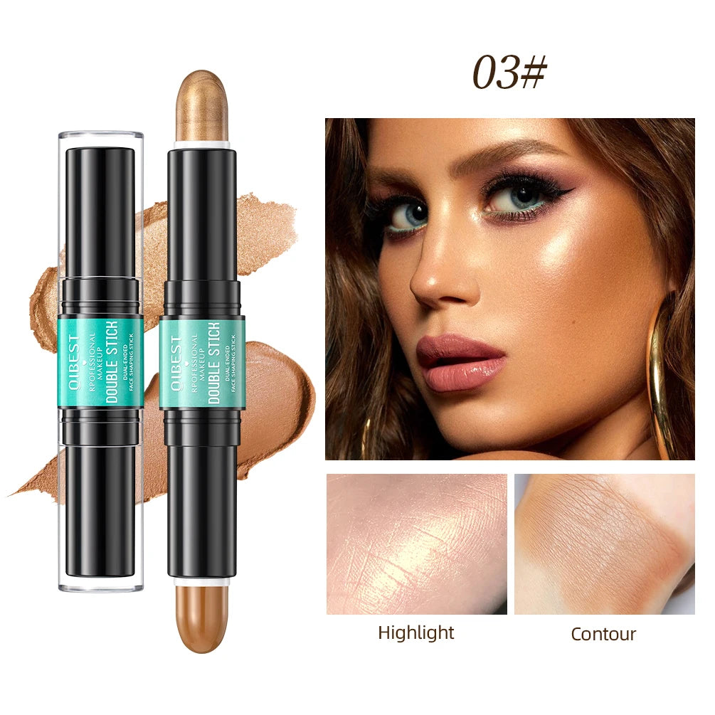 QIBEST Highlighting&Bronzer Stick Face Brightening Blusher Rouge Concealer Pen Long Lasting Highlight Contouring Blush Makeup