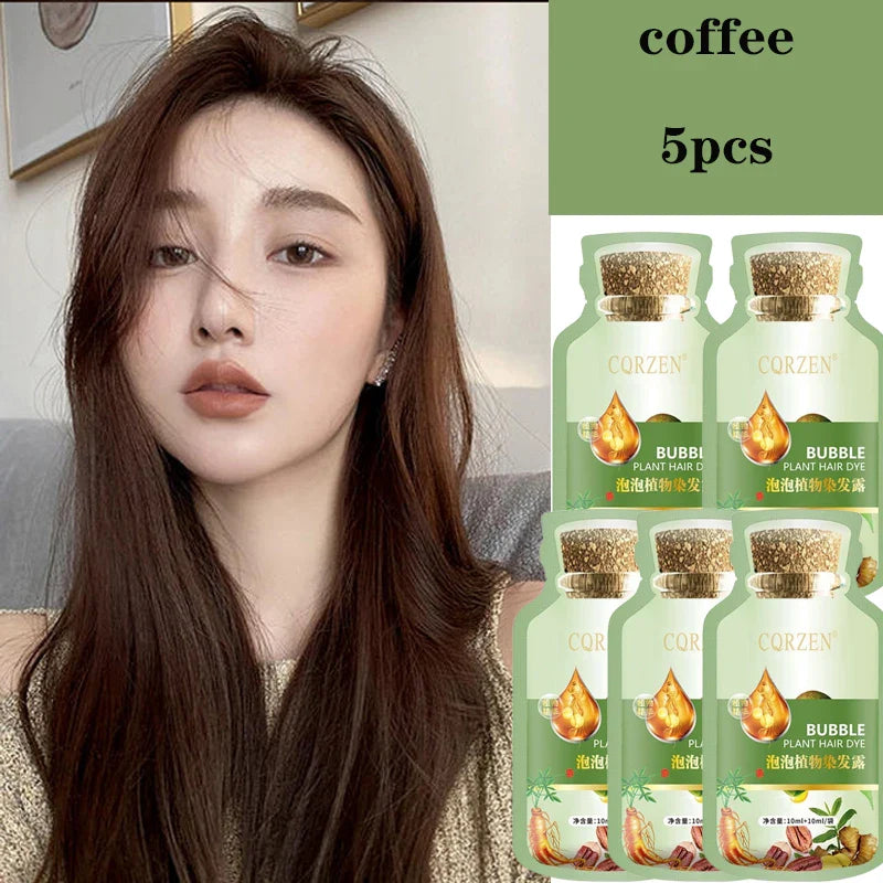 Pure Natural Herbal Hair Dye Shampoo Change Hair Color Cover Gray Hair White Hair Treatment Bubble Plant Hair Dye Hair Care