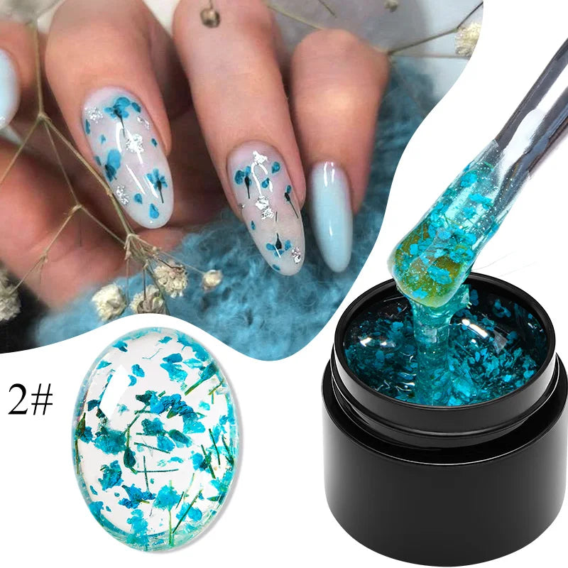 MEET ACROSS 5ml Colorful Flower Fairy Gel Nail Polish Purple Pink Natural Dried Flower Gel Semi Permanent UV Varnish Nails Art