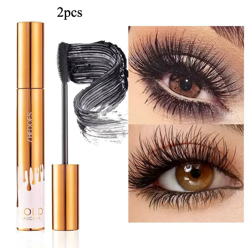 3D Mascara Lengthening Black Lash Eyelash Extension Eye Lashes Brush Beauty Makeup Long-wearing Gold Color Mascara
