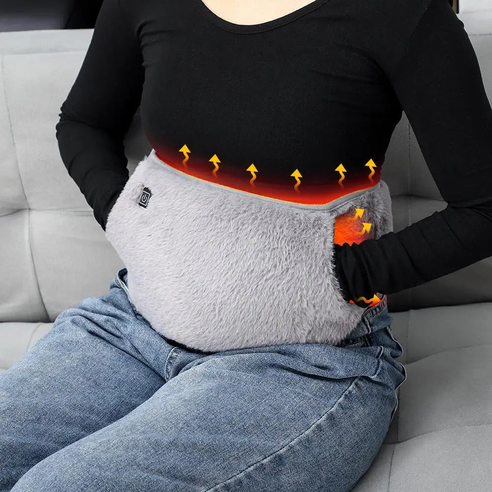 3 Levels Electric Graphene Heating Pad Rechargeable Uterine Belt Soft Crystal Velvet Hand Waist Abdominal Warmer For Period