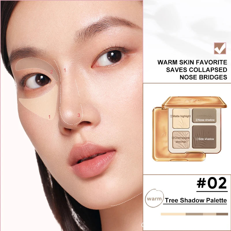 Judydoll Highlighter & Contour Palette, Matte & Shimmer, Sculpt & Define, Natural Finish, Nose & Jawline Contour, Beginner